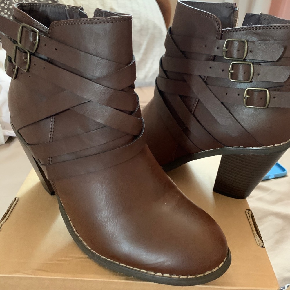 Journee Brown Strapped Bootie